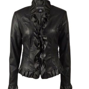 Black faux leather jacket, blazer
